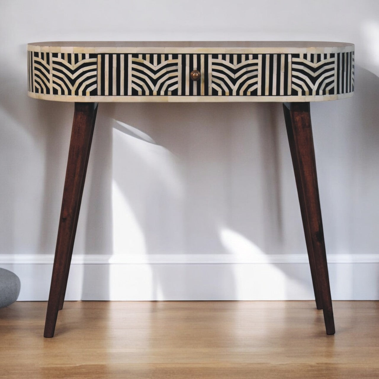 Solid Wood Honey Caramel Edessa Bone Inlay Console Table