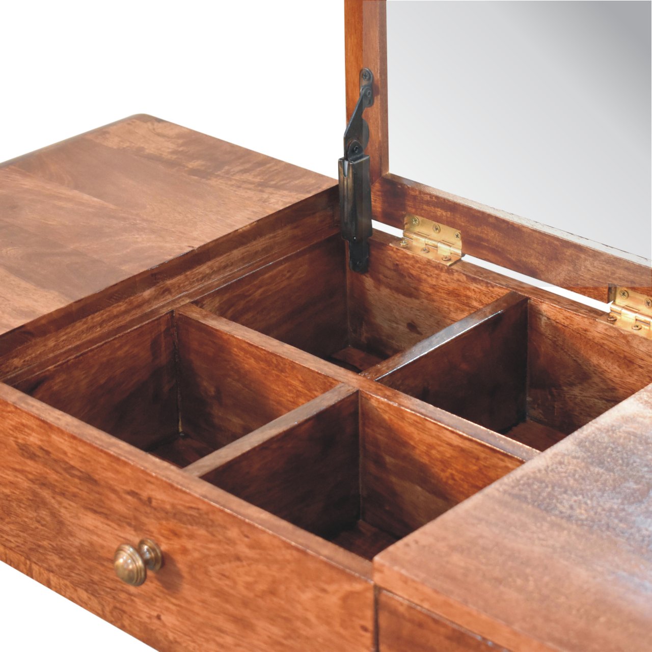 Solid Wood Honey Caramel Round Dressing Table