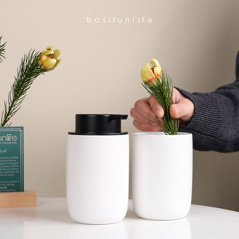 Liquid Soap Dispenser Slim Sustainable Ceramic