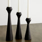 Tapered Diamond Wood Candle Holder in Cognac, Natural and Espresso