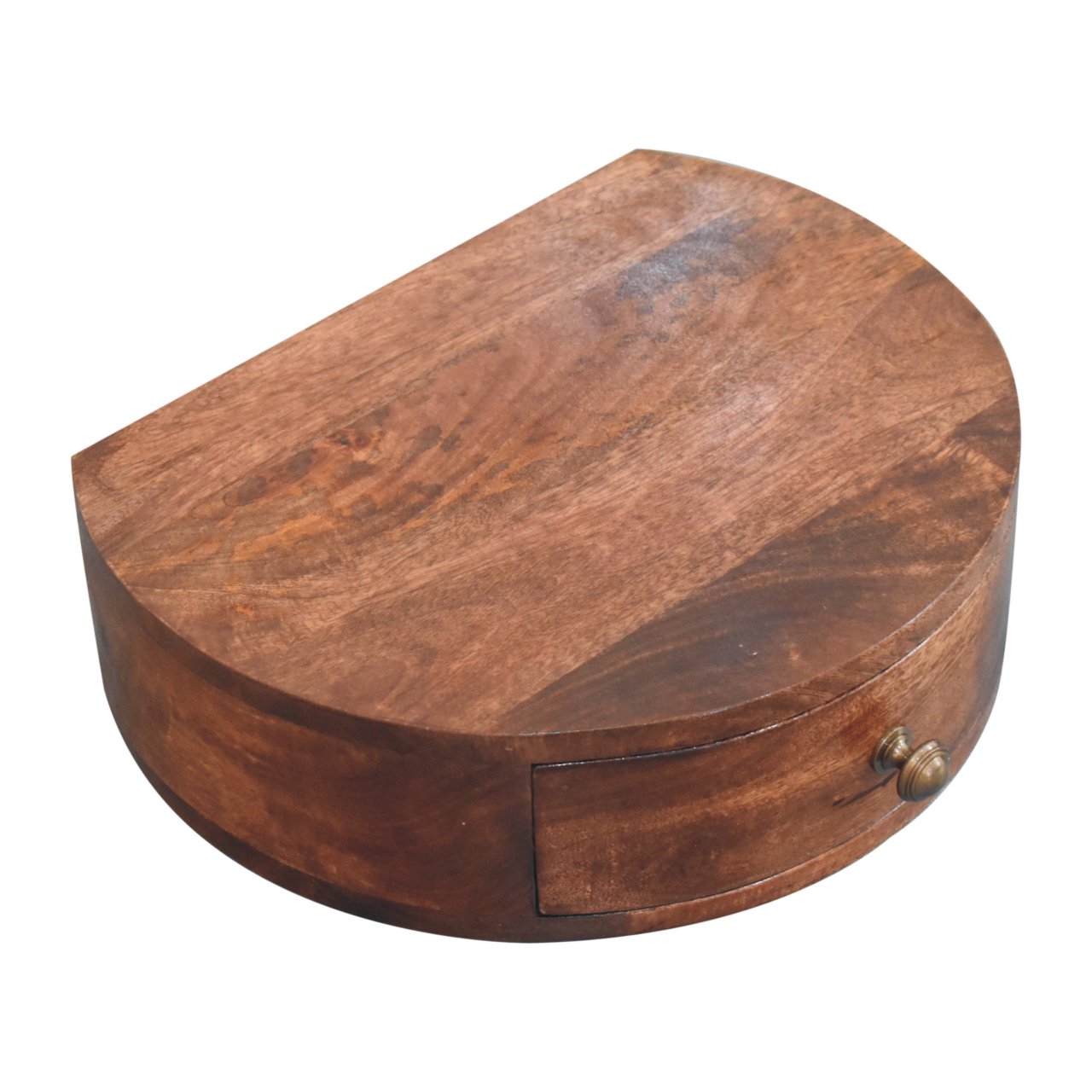 Solid Wood Honey Caramel Wall-Mounted Rounded Bedside Table