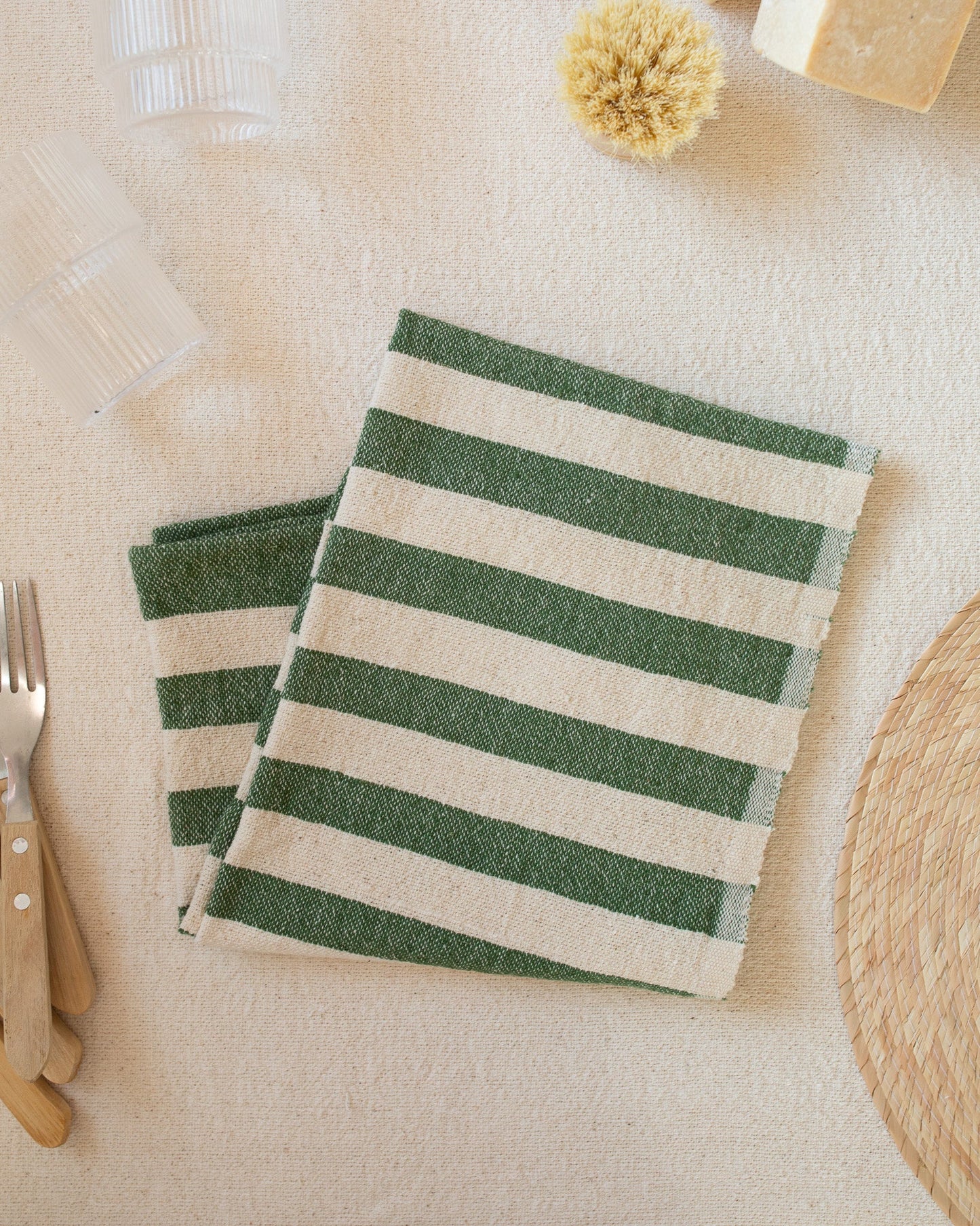 Olive Stripe Hand Towel