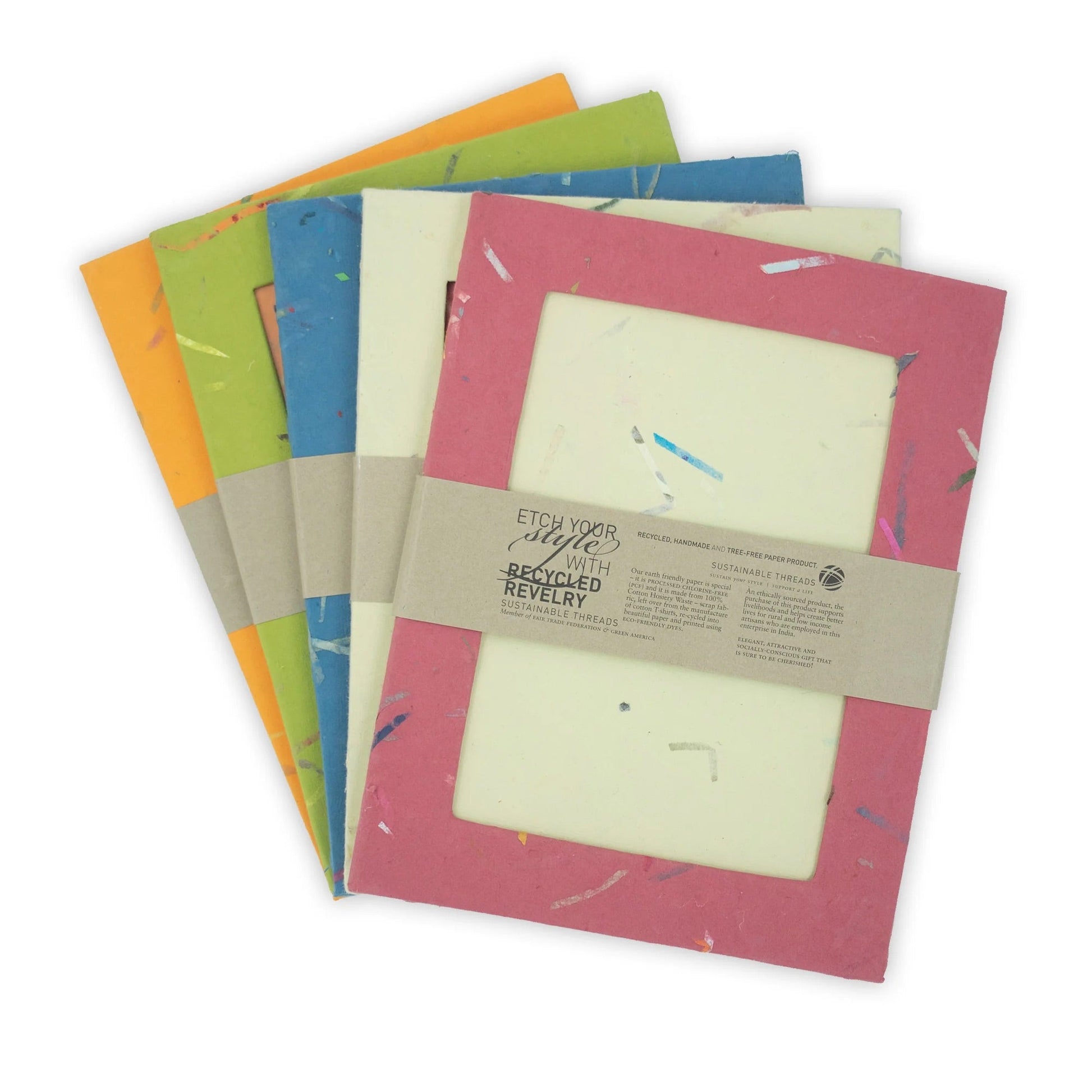 Handmade Photo Frames | Upcycled Tree-Free Paper | Sustainable Home Décor | Set of 5