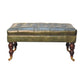 Buffalo Leather Upholstered Ottoman with Castor Legs