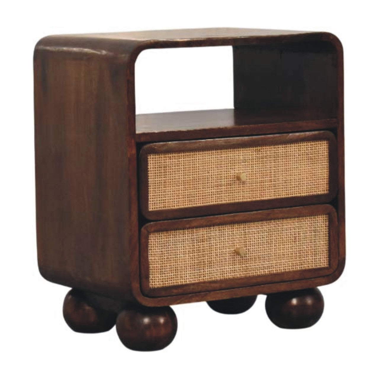 Solid Wood California Walnut Rattan Bedside