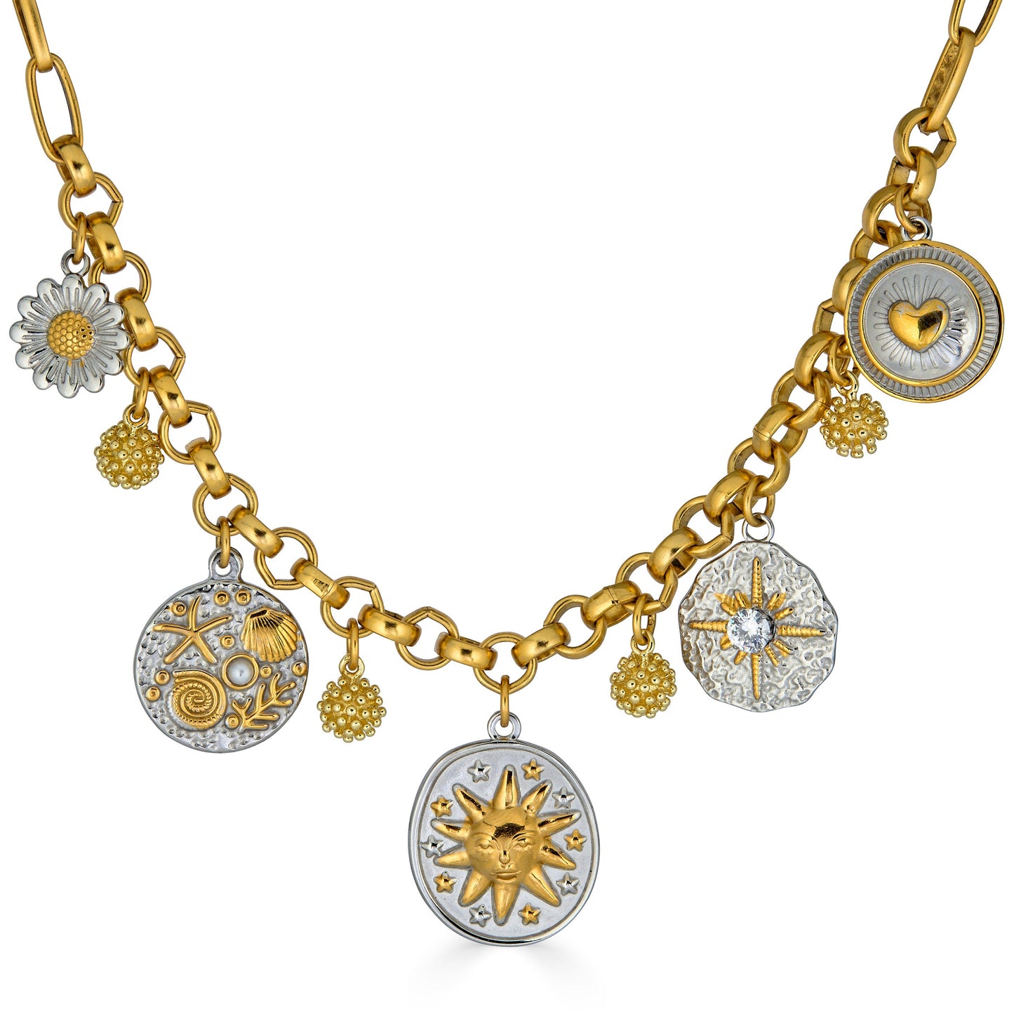 Mixed Metal Charm Necklace