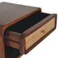 Solid Wood Chestnut Wall-Mounted Open Woven Bedside Table