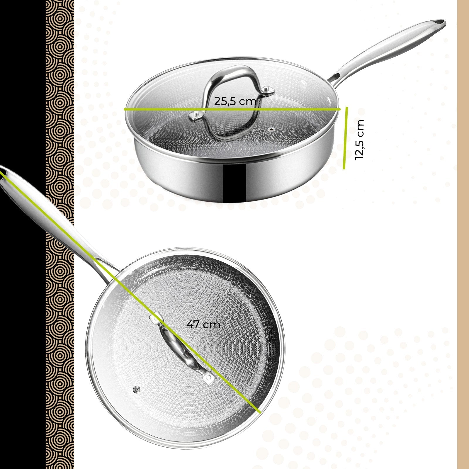 BE | LIVING CIRCLAD Series Sauté Pan with Lid 3 qt / 8.5"/ 24 cm