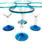 Aqua Rim Modern Margarita Glasses - Martini Style - Set of 4