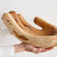 Open Hand Hand-Carved Wooden Bowl Sculpture (Discoloration)
