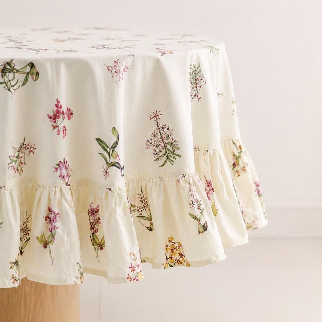 Botanical Orchid Round Tablecloth