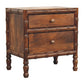 Solid Wood Bamboo Framed Bedside Table 2 Drawers Brown
