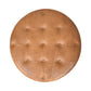 Brown Buffalo Hide Leather Upholstered Round Ottoman
