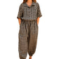 Vanessa Linen Gingham Balloon Pants in Black