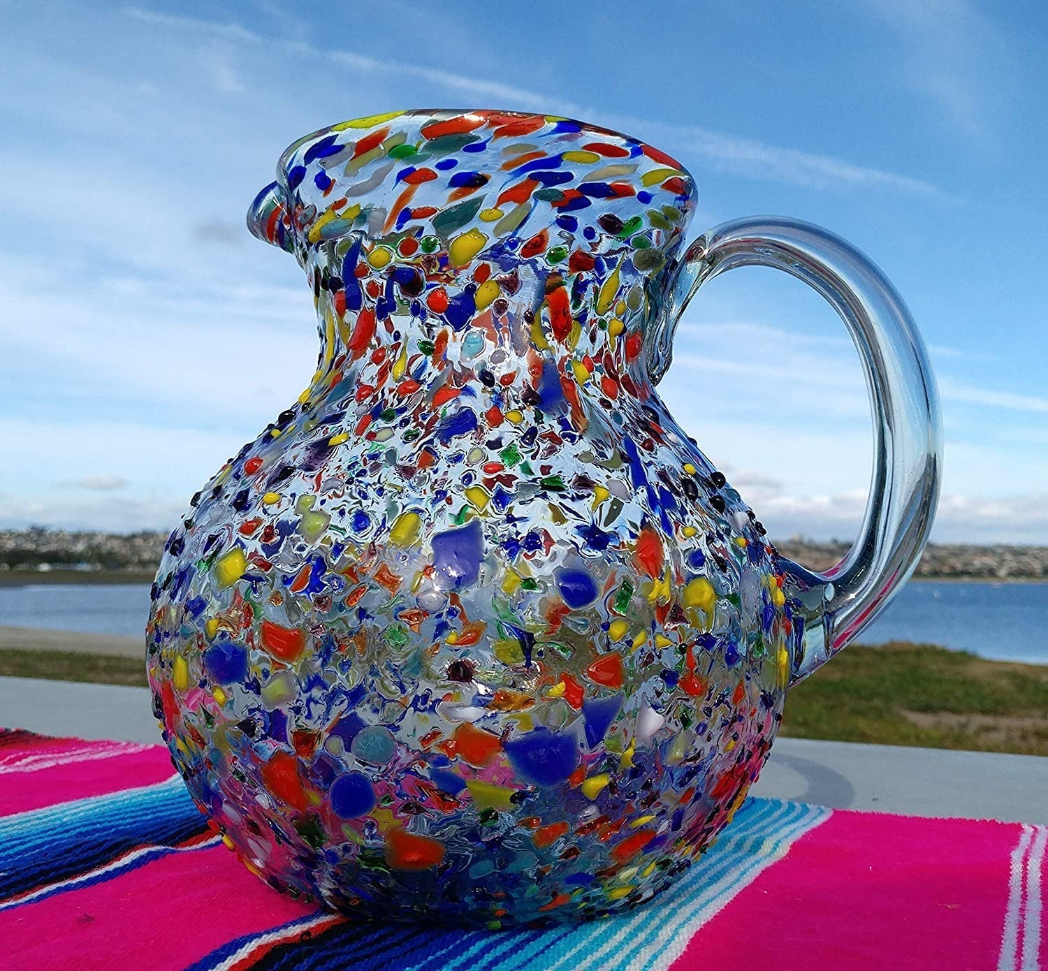 Confetti Rock Design Glass Pitcher