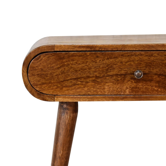 Solid Wood Mini Round Chestnut Console