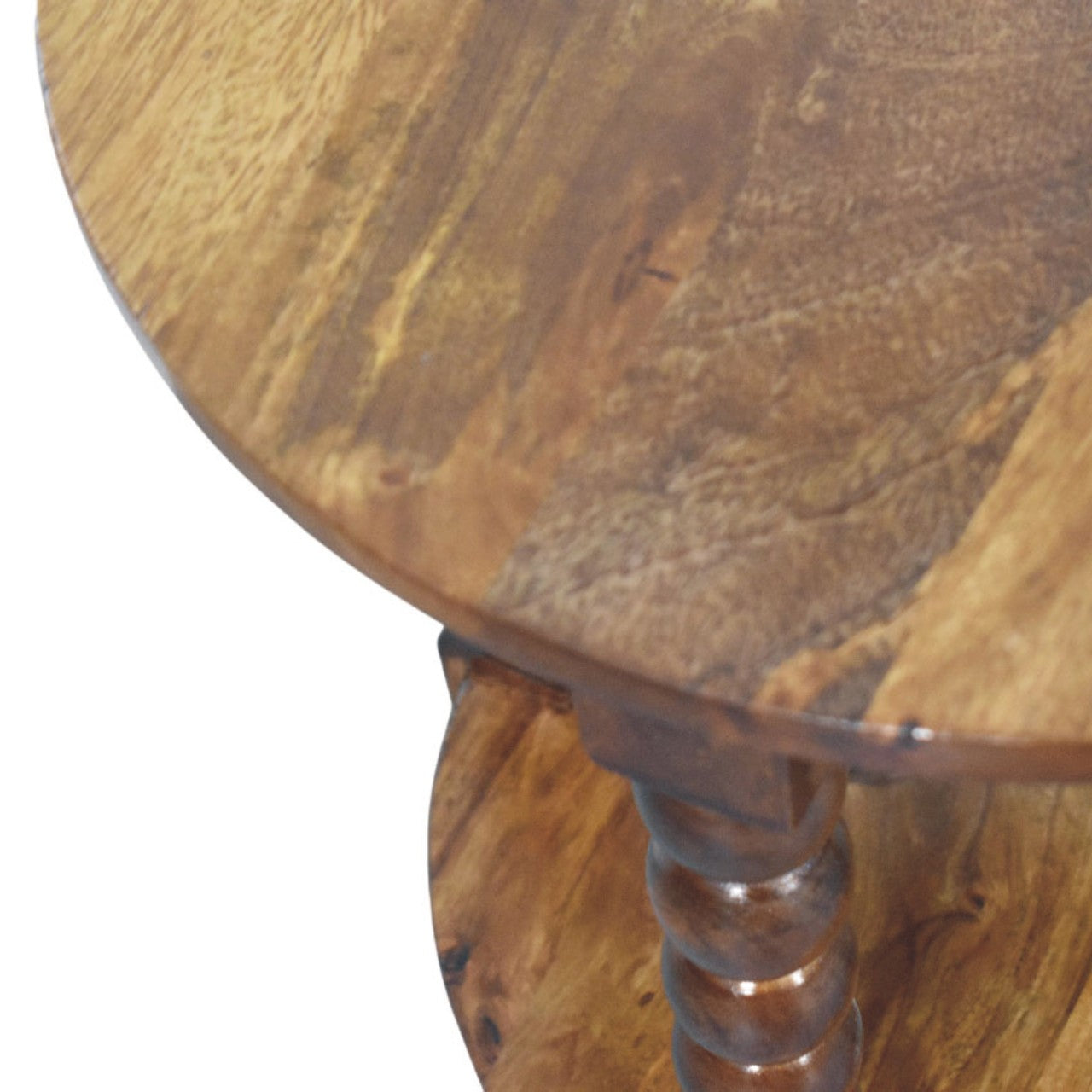 Solid Wood Spindle Round Side Table