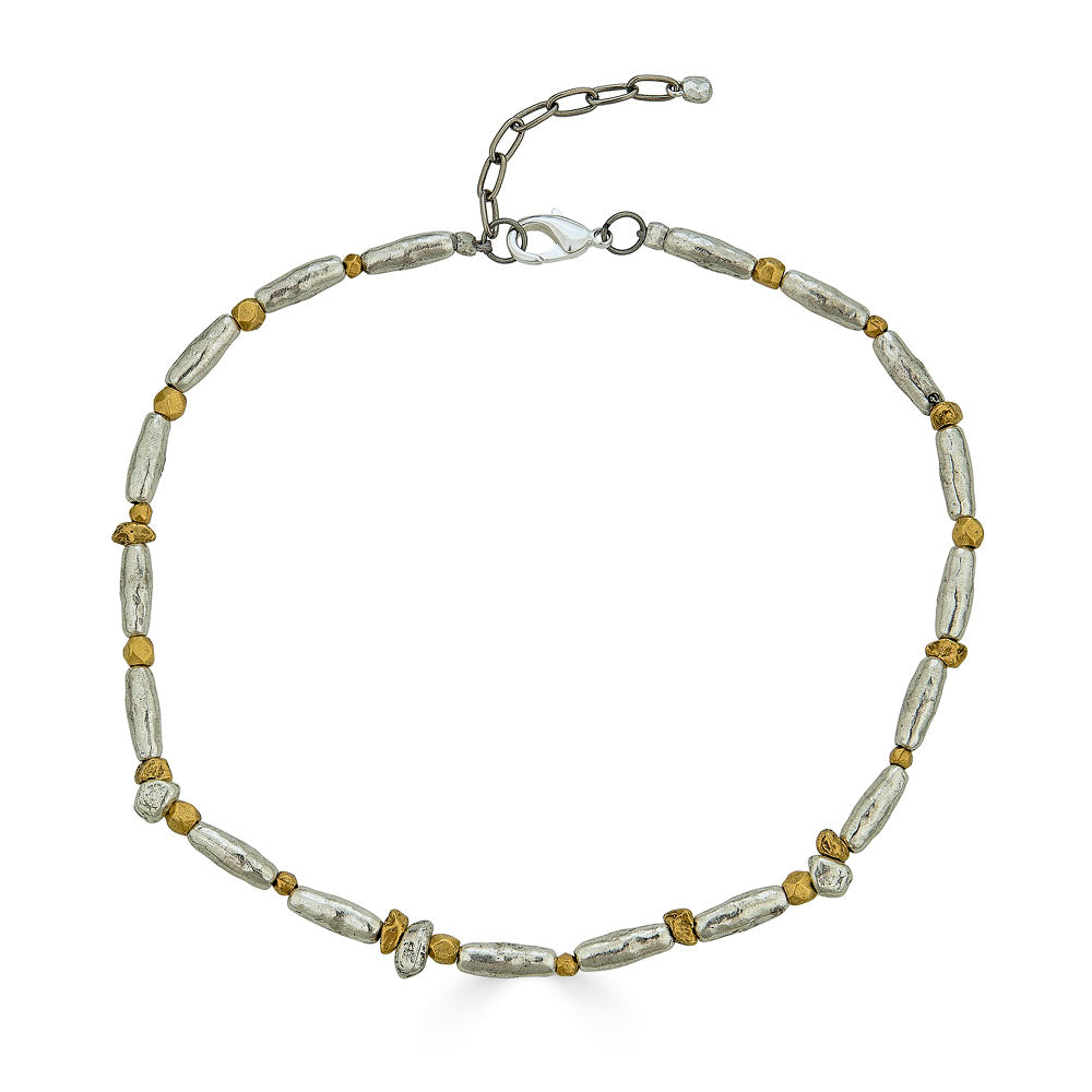 Mixed Metal Organic Bead Necklace