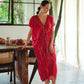 Madella Hand Dyed Kaftan Dress in Tomato
