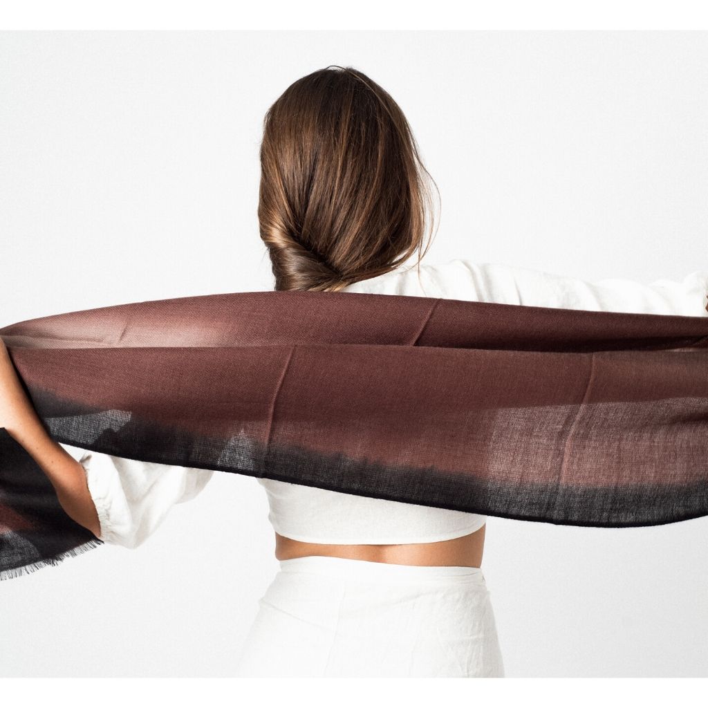 Iris Mink Cashmere Merino Handwoven Scarf