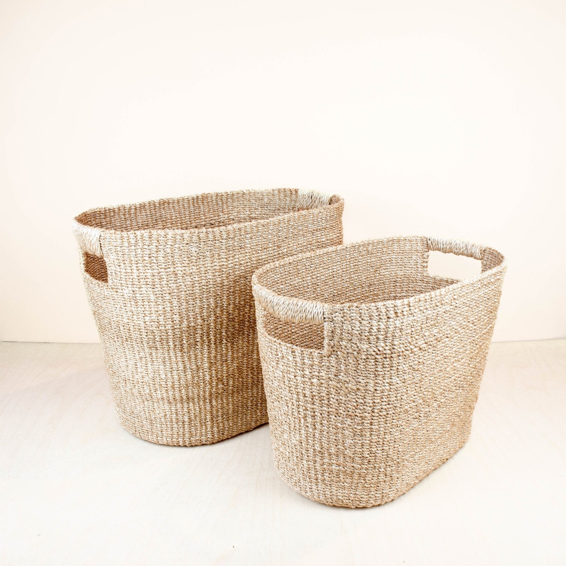 S/2 Natural Oval Abaca Baskets