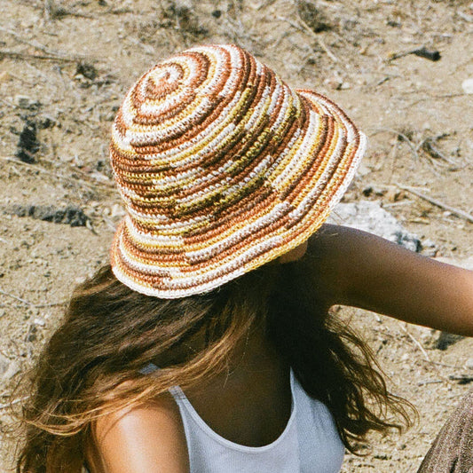 [WS] Woven Bucket Hat - Crocheted Multicolor Stripe