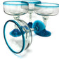 Aqua Rim Margarita Glasses - Set of 4