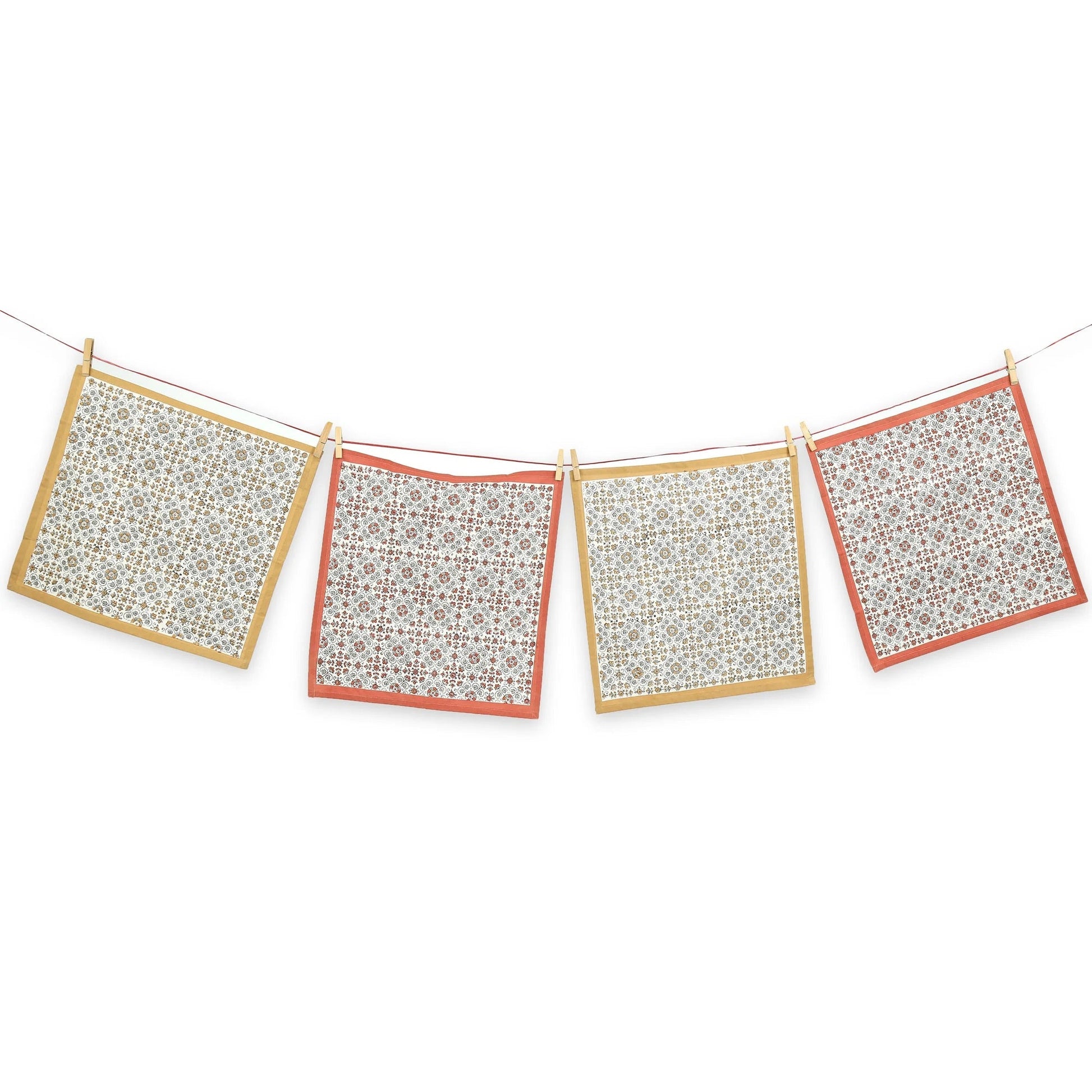 STREAMLINE 18"x18" Hand Block Printed Napkins - Set of 4. Cotton - Fair Trade - Artisan Made