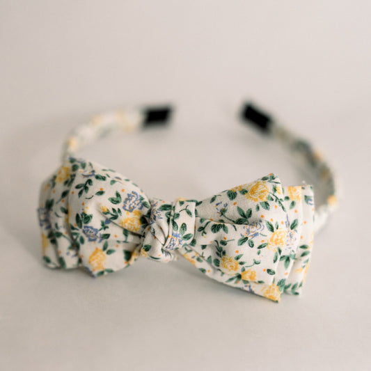 Three Little Bows Headband- Honeysuckle Bloom