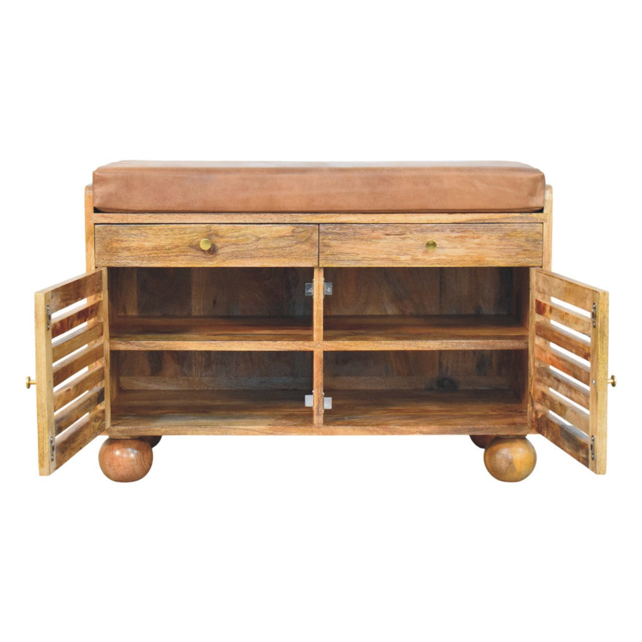 Solid Wood Oakridge Leather Shoe Cabinet