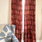 Block Print Curtain, Terracotta Drape - Forget Me Not 84"
