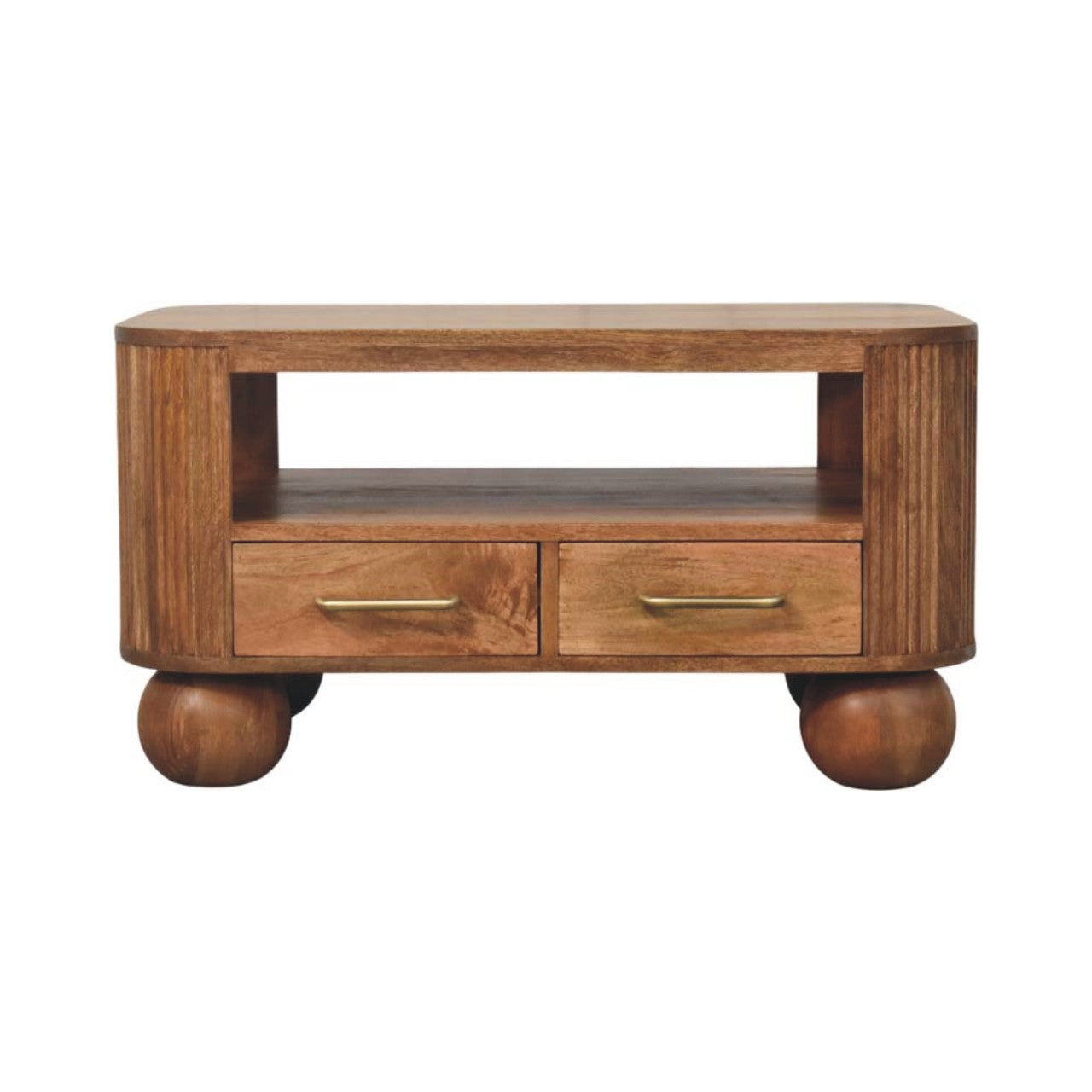Solid Wood Briarwood Fluted Coffee Table