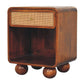 Solid Wood Chestnut Open Woven Bedside Table