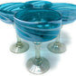 Aqua Swirl Design Margarita Glasses - Set of 4