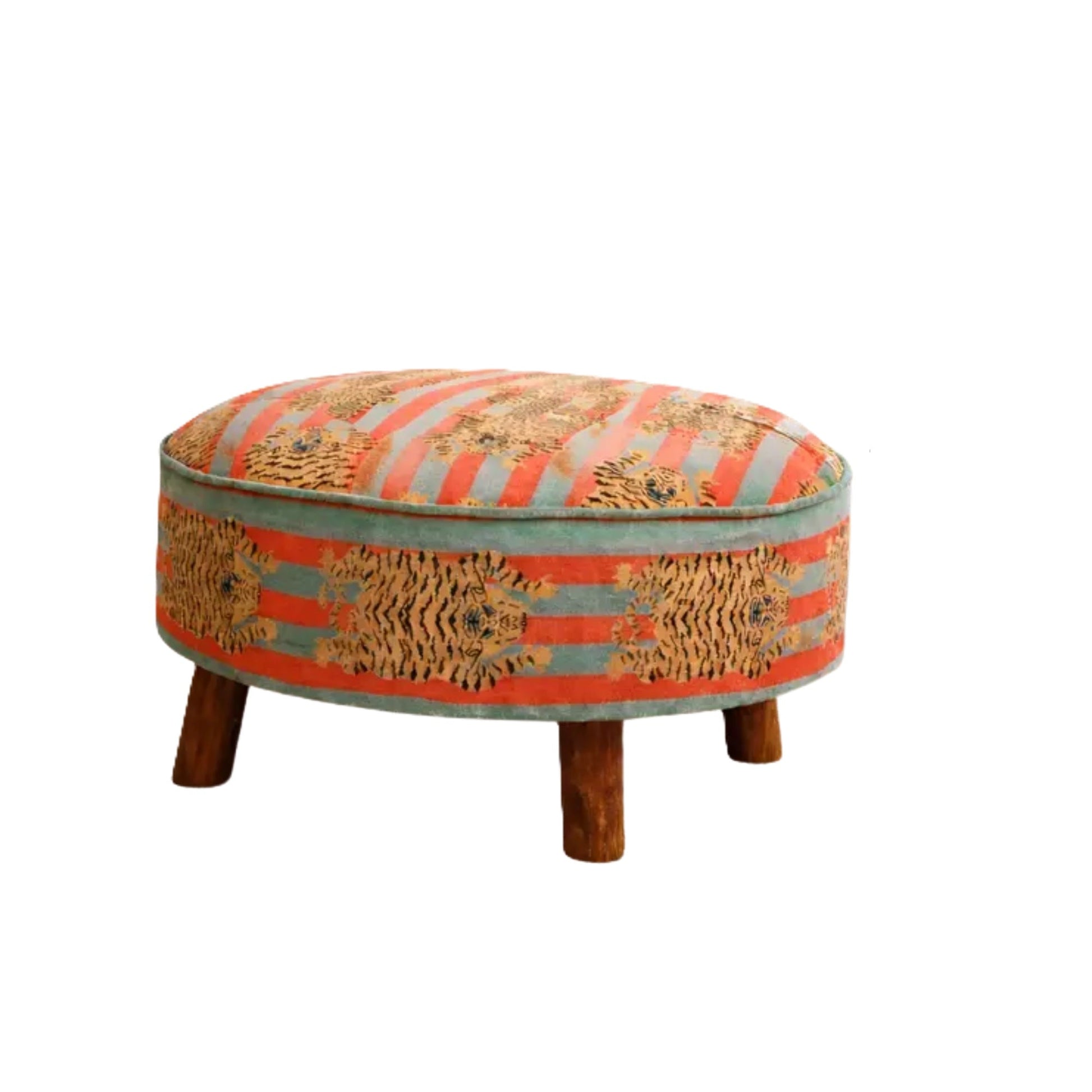 Velvet Safari Ottoman | 24x24x15"| Cotton Fabric