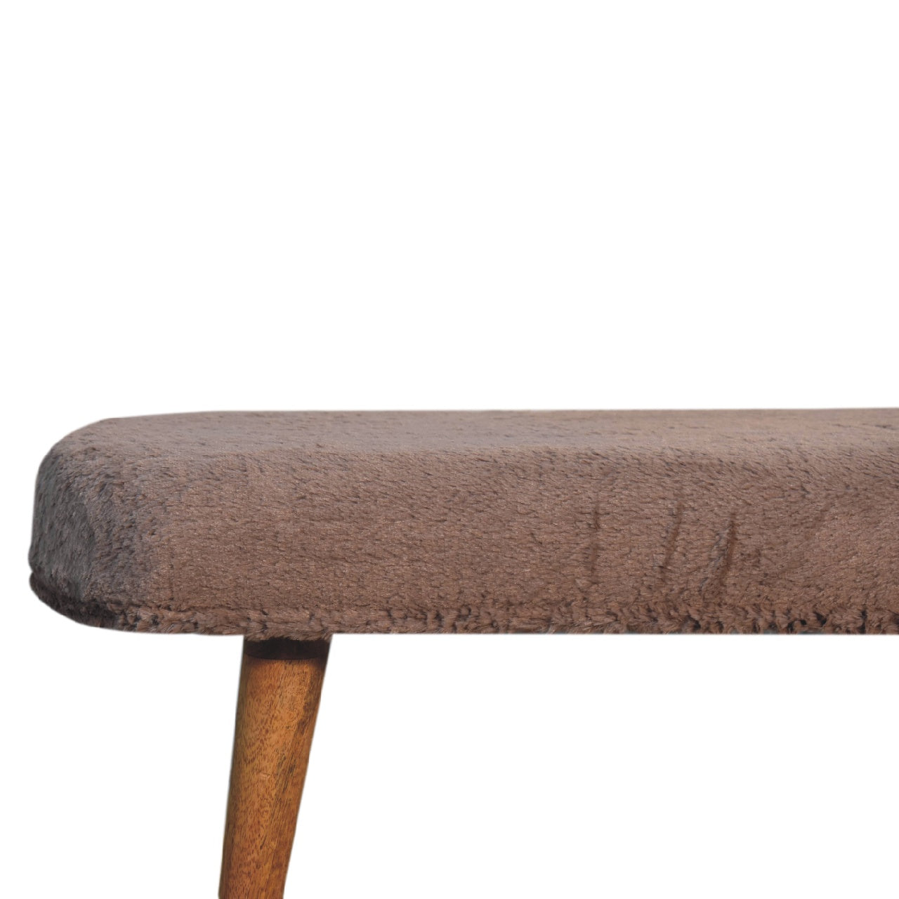 Solid Wood Faux Fur Fabric Bench