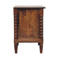 Solid Wood Spindle Beaded Bedside Table 2 Drawers Brown