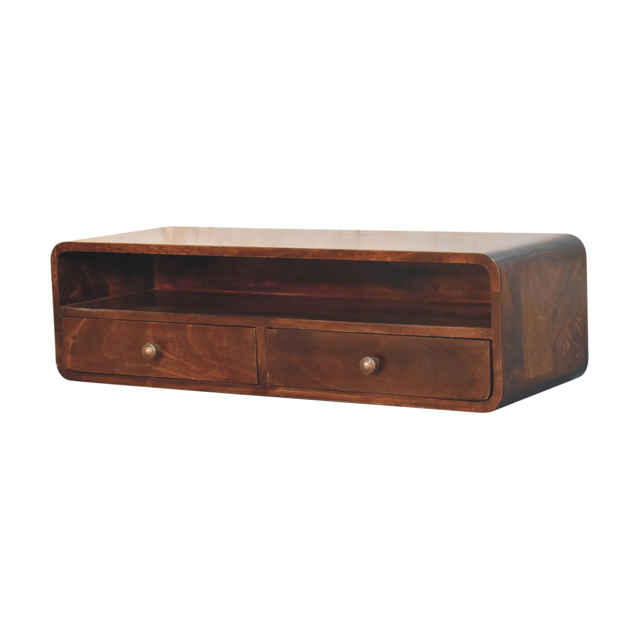 Solid Wood Floating California Walnut Open Console
