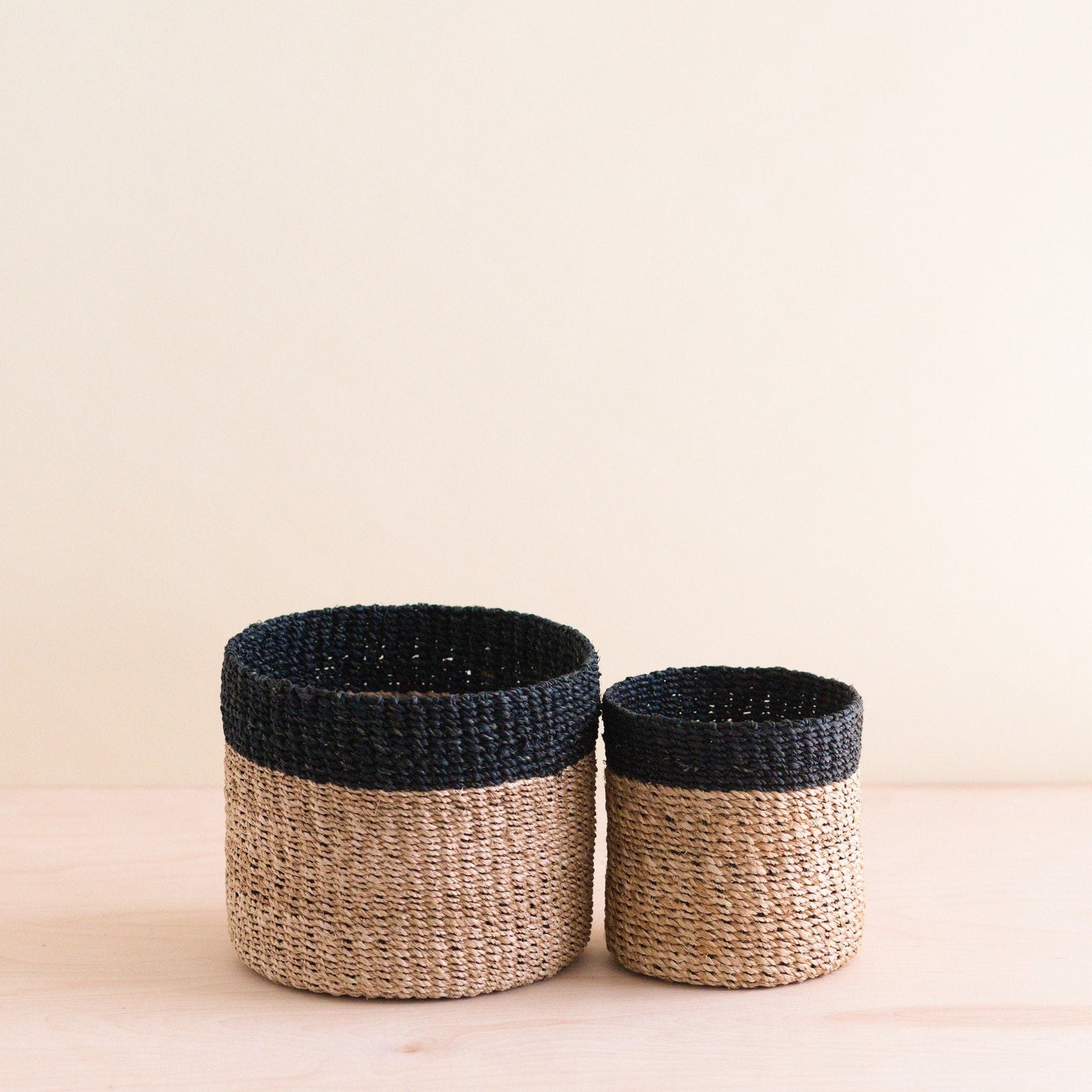 Natural + Black Tabletop Catch-All Set of 2 - Tabletop Bins | LIKHÂ