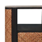 Solid Wood Rattan Curve Edge Nightstand