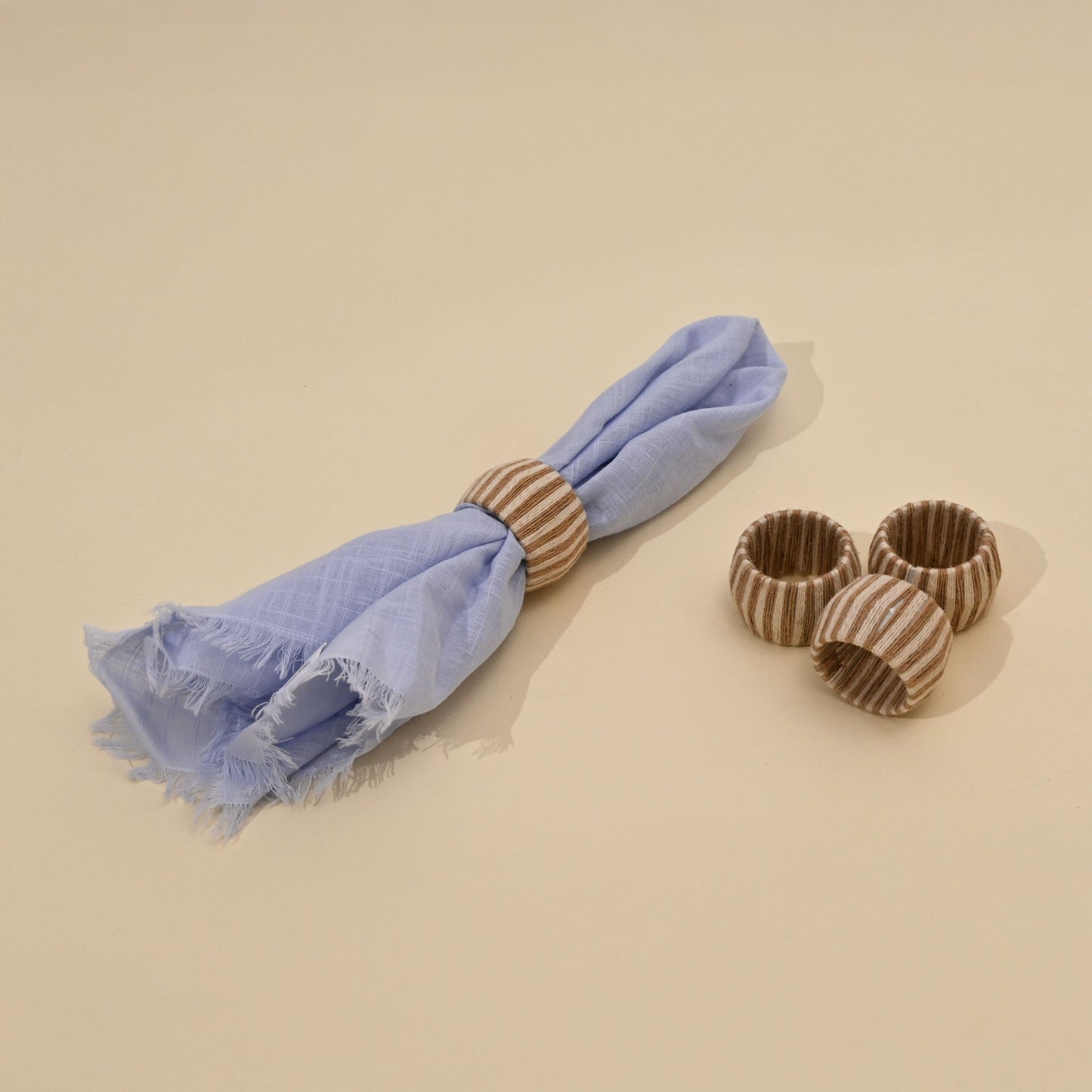 Thread Napkin Rings | Set of 4 | 100% Mango Wood | 1.57" dia