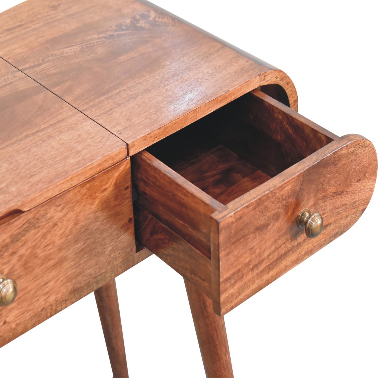 Solid Wood Honey Caramel Round Dressing Table