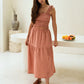 Elena Crinkle Gingham Carry-On Travel Skirt in Persimmon