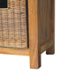 Solid Wood Rattan Basket Linen Upholstered Bench