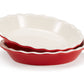 Ceramic Deep Pie Dish with Wave Edge, 9 Inch