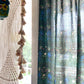 Curtain Panel, Boho Block Print Cotton Drape - Meadow Green