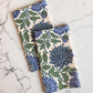 Cotton Napkins Blue and Green Floral Napkin Set of 4 Cloth Napkins for Dining Table, Brunch or Farmhouse Decor 17x17