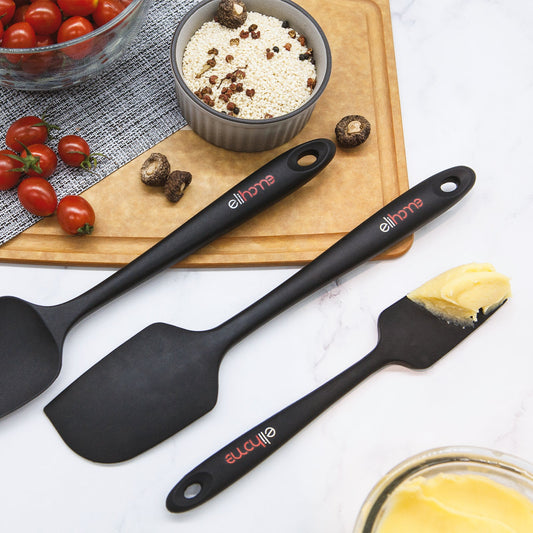 3 Piece Silicone Spatula Set - Black
