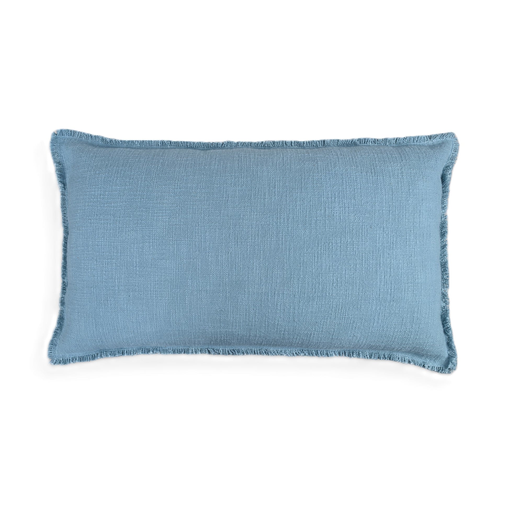 Organic Chic washed textured cotton solid lumbar pillow cover with frayed edges