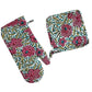 Hand Block Print Oven Mitt Pot Holder Set | Cotton Floral Kitchen Decor
